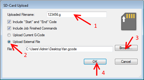 Copying files from SD card using repetier host