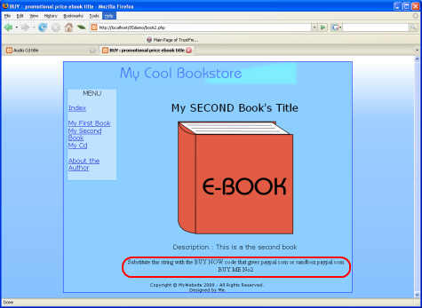 Successful linking SecondBook.inc page with the product data