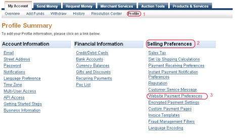 Virtual Seller Settings