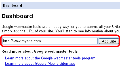 Add your site at Google Webmasters Tool