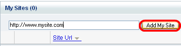 Adding website at Yahoo Site Explorer