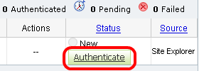 Authenticate Yahoo Site Explorer Step 1