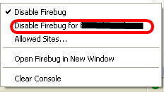 Disabling FireBug