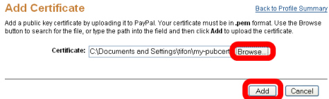 Uploading the Public Certification