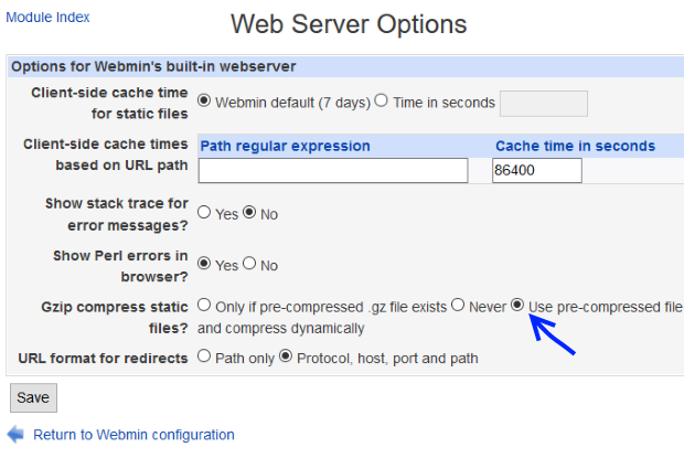 webmin apache enable gzip