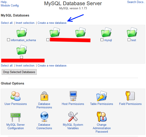 install additional mysql database server webmin