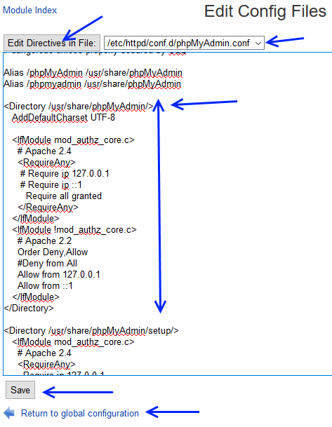 install mysql database server webmin