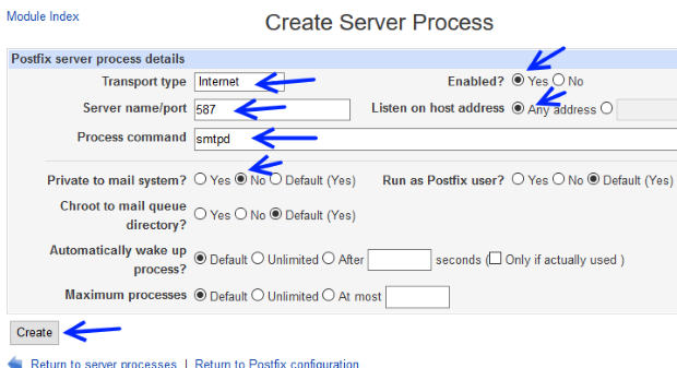 postfix create process