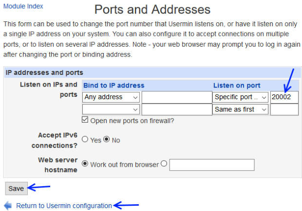 webmin change port