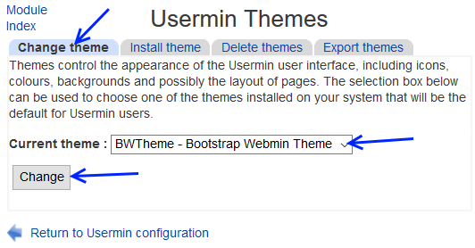 change usermin theme