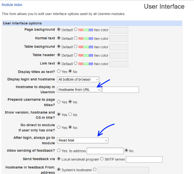 usermin user interface