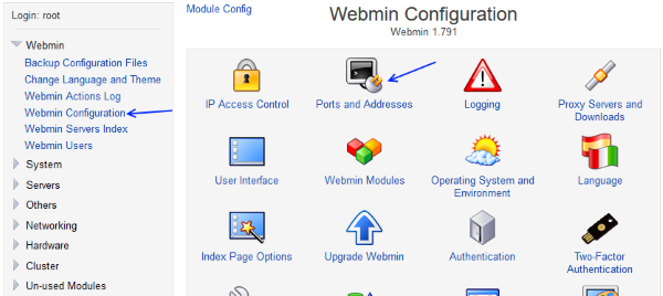 webmin change port