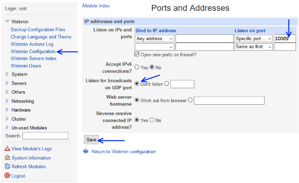 webmin default port