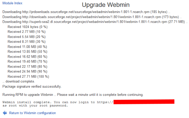 Webmin upgrade 2