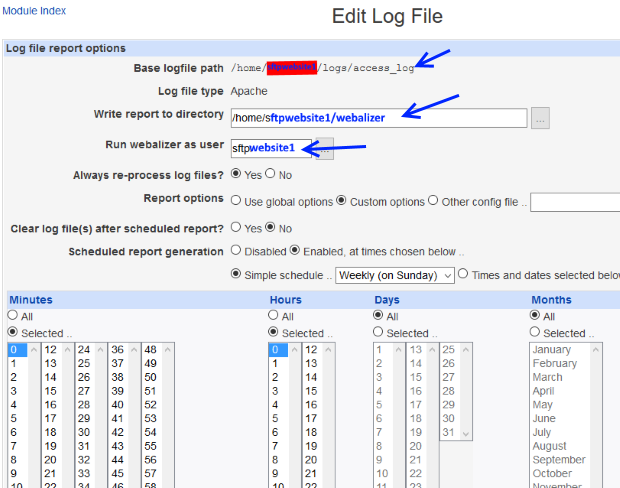 Module index. Webmin FTP сервер. Webalizer модуль ZPANEL 1.1. Webalizer измененные.