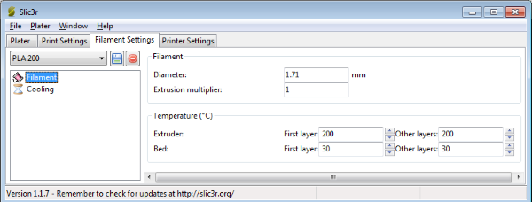 slic3r filament settings