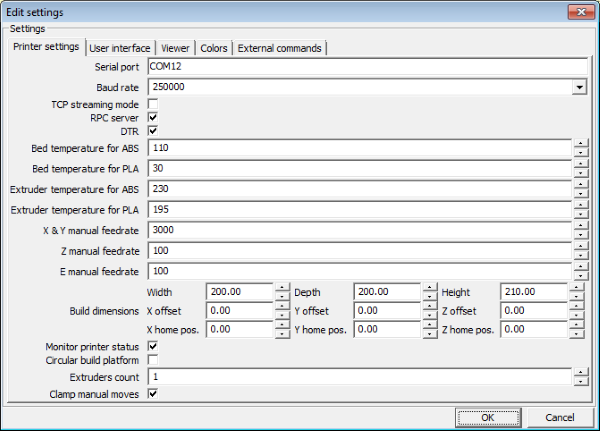 pronterface settings