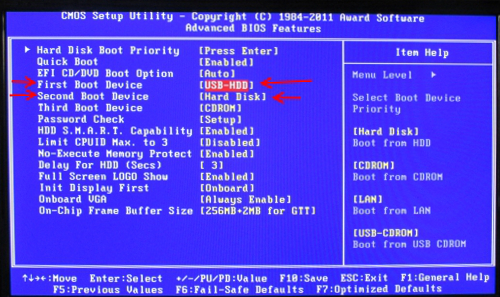 BIOS advanced features