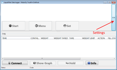 Settings of LiquidFiller Data Logger