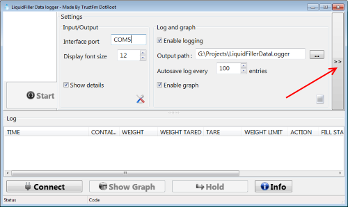 Hide the settings of LiquidFiller Data Logger