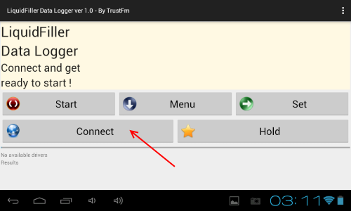 LiquidFiller Data Logger into Tablet Connecting