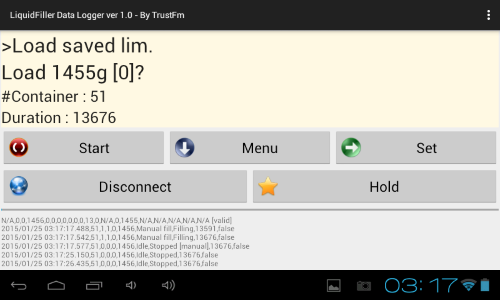 LiquidFiller Data Logger into Tablet Navigation