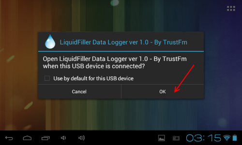 LiquidFiller Data Logger into Tablet info