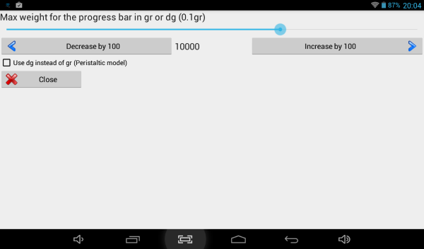 LiquidFiller Data Logger Android Settings