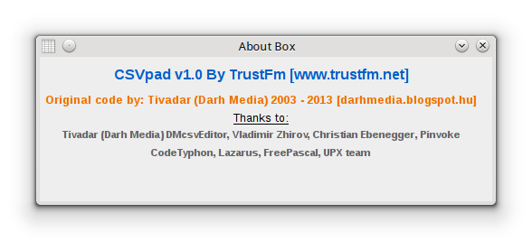 CSVpad about box