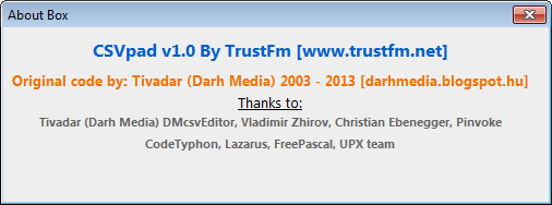 CSVpad about box