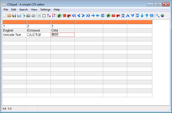 Main CSVpad form unicode test