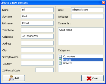 Create a new contact using Contact Contacts