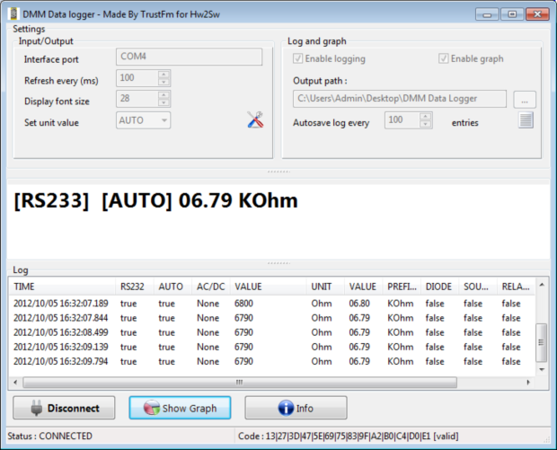 Main DMM Data logger form working