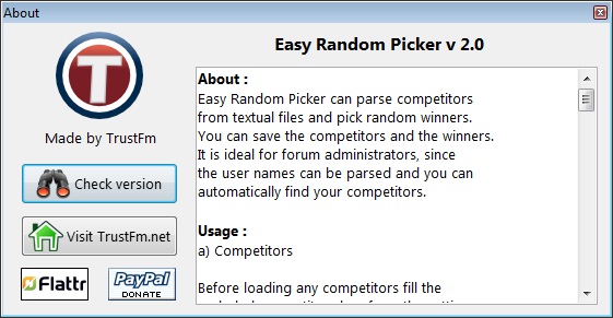 Easy Random Picker about box