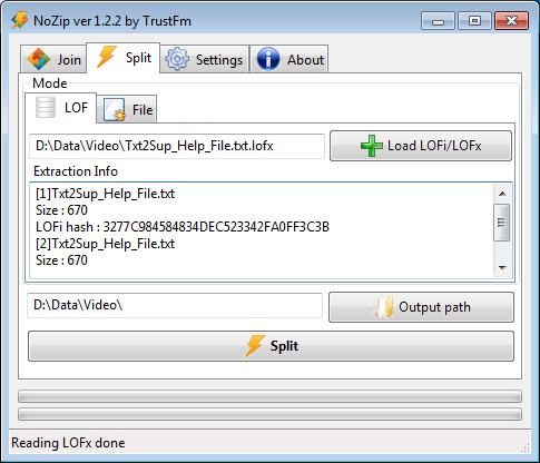NoZip reading a LOFi file