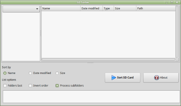 Main SD Sorter form under Windows 10
