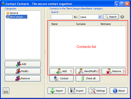 Contact Contacts - Contacts panel