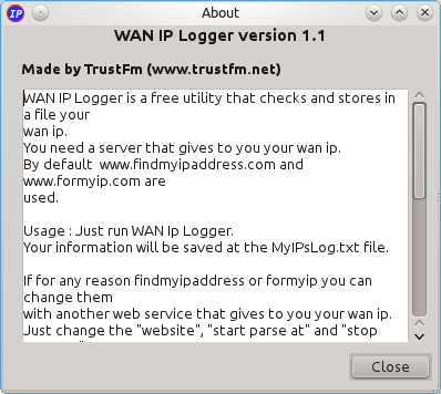 WAN IP Logger about box in kubuntu linux