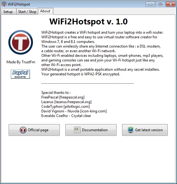 WiFi2Hotspot about