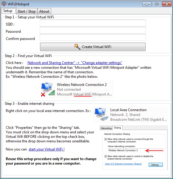 WiFi2Hotspot setup