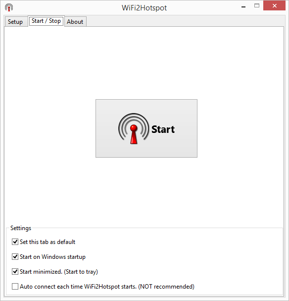 WiFi2Hotspot under windows 8