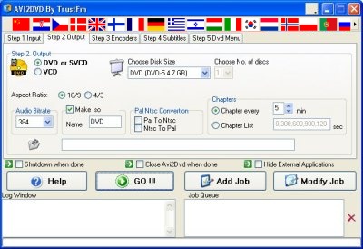 Avi2Dvd Step 2. Select the output format