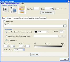 Foto2Avi Options - Logo effect