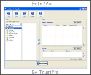 Main application form of foto2avi