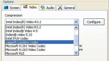 Selecting as Video Encoder Lagarith