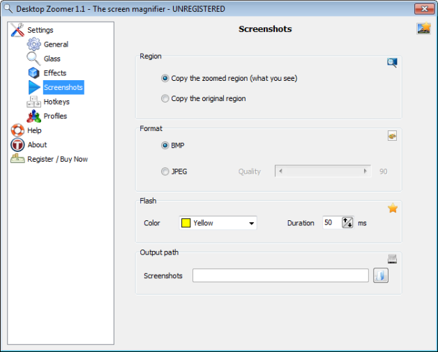 Screen shot panel of Desktop Zoomer